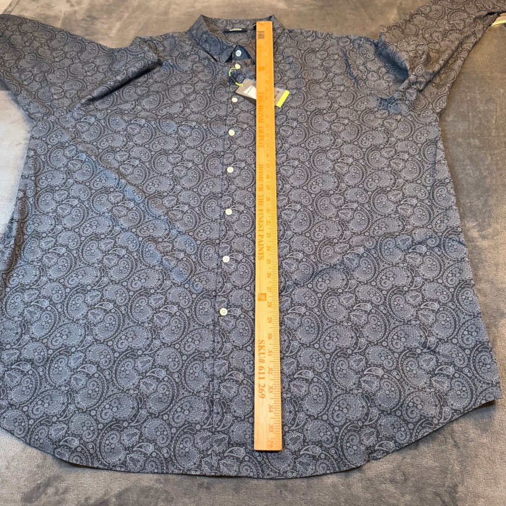 Murano Performance Button Up Shirt Mens 4XT Black Paisley Stretch Quick Dry NWT - Picture 9 of 11